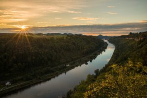 Sonnenuntergang von der kleinen Bastei aus. - Landschaft